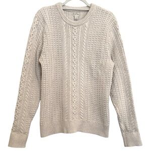 J.Crew Cable Knit Cotton Sweater Cream Oatmeal – Size L